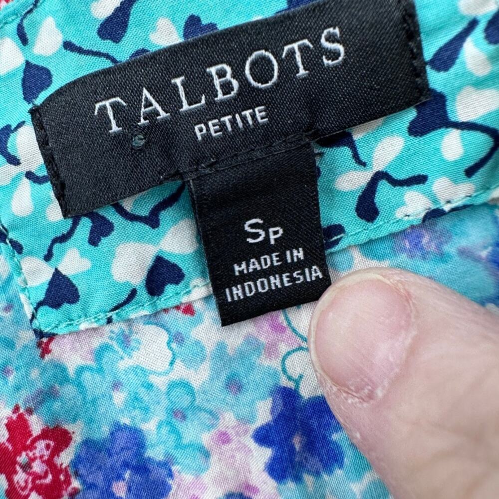 Talbots Blouse Women Petite SMALL Preppy Floral Office Career Summer Lightweight - Picture 6 of 10